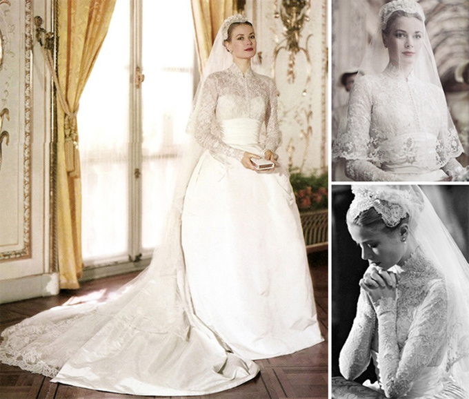 Váy cưới của sao lấy cảm hứng từ đầm Grace Kelly